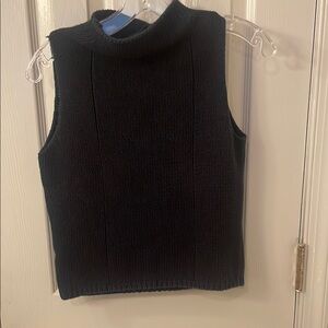 Ann Taylor Black Sleeveless Cotton Cowl Neck Sweater